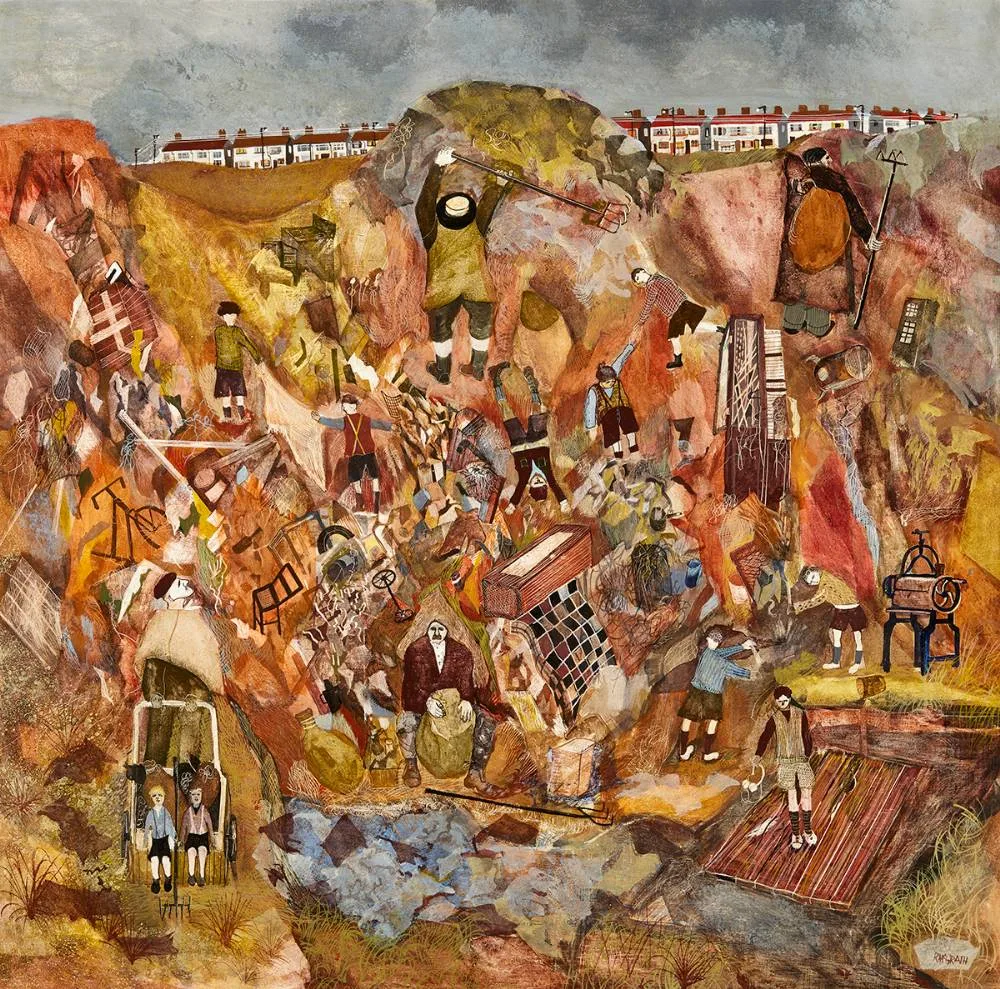 Ronald McGrath, THE DUMP AT BALLYFERMOT, DUBLIN, acrylic on board