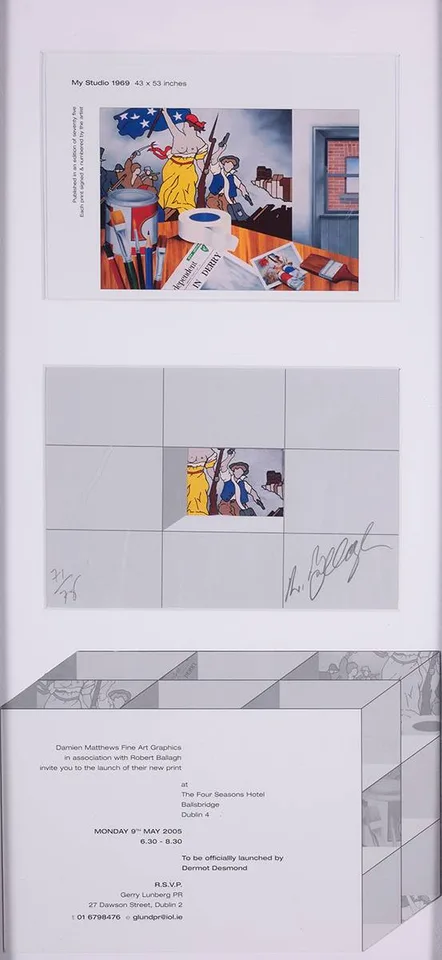 Robert Ballagh, MY STUDIO [EXHIBITION INVITE], print; (no. 71 from an edition of 78)