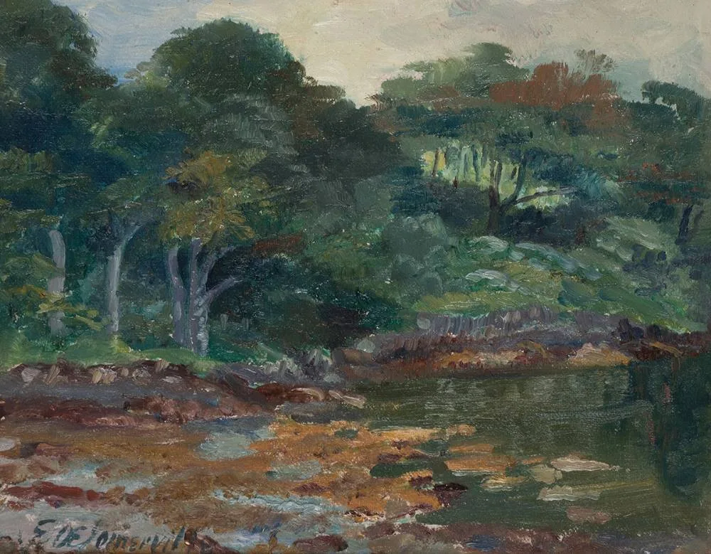 THE CORRIGEENS by Edith Anna Somerville, oil on board, sold Dec 2023