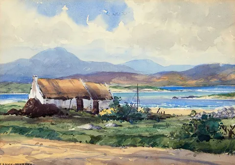 Frank Murphy, COTTAGE BY A LAKE, CONNEMARA, watercolour
