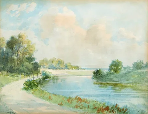 Douglas Alexander, RURAL SCENE WITH BRIDGE, watercolour