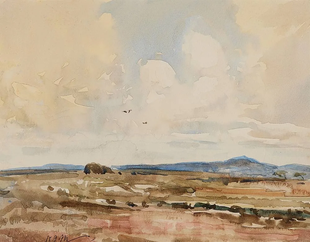 THE TURF STACK by Kathleen Isabella Mackie, watercolour, offered Dec 2023