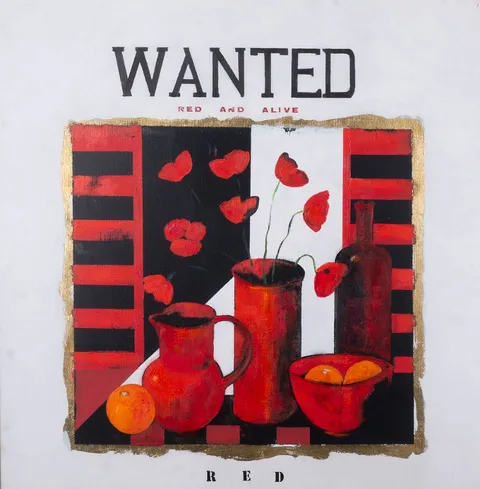 David Gordon Hughes, WANTED RED AND ALIVE, mixed media
