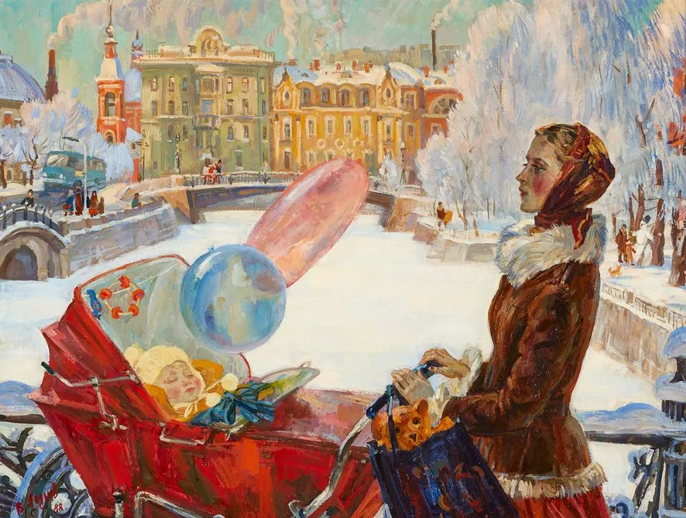 Valery Lednev, TO THE SUMMER GARDEN, LENINGRAD, 1988, oil on canvas
