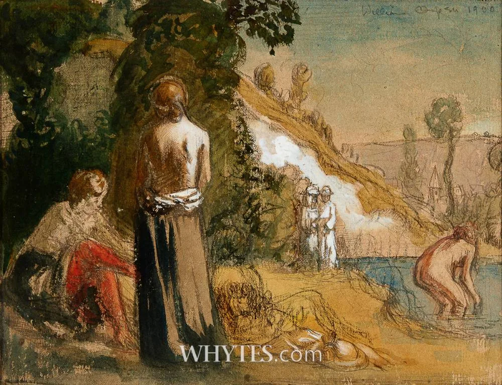 THE BATHERS [STUDY] by William Orpen, 1900, charcoal, watercolour and gouache, offered Dec 2023