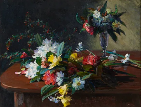 Hans Iten, SPRING FLOWERS, oil on canvas