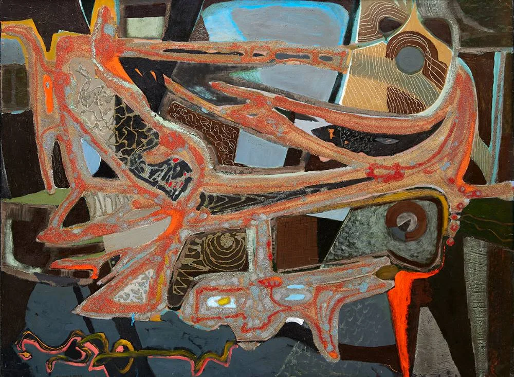 MASQUERADE by Gerard Dillon, 1960, oil and sand on board, sold Dec 2023