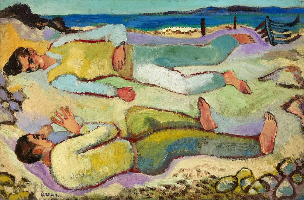 ON THE BEACH by Gerard Dillon, c.1950, oil on canvas, sold Dec 2023