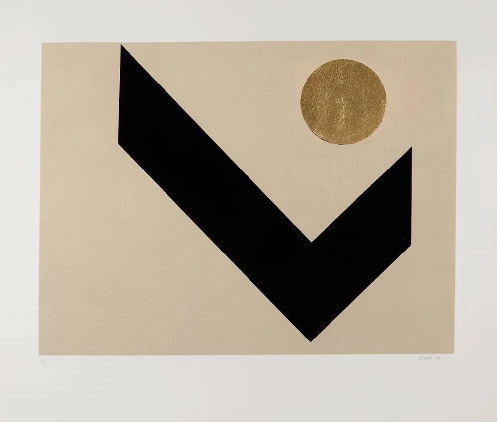 TANGRAM IV by Patrick Scott, 2005, carborundum and gold leaf; (no. 52 from edition of 75), sold Dec 2023