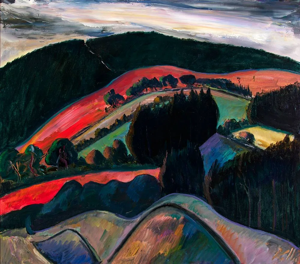 WICKLOW MOUNTAINS by Peter Collis, oil on canvas, sold Dec 2023