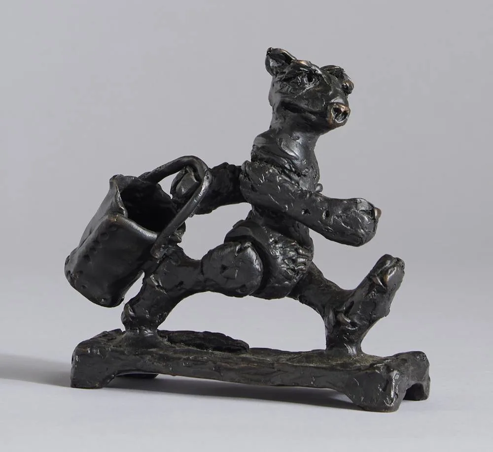 BEAR WITH BUCKET by Patrick O'Reilly, 2018, bronze; (indistinctly numbered from an edition of 4), sold Dec 2023
