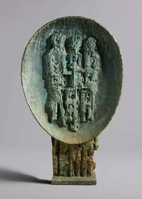 Frederick Edward McWilliam, TRIAD, 1959, bronze with grey and blue patina; (unique)