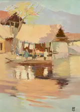 Eileen Murray, INDIAN VILLAGE BY RIVER BANK
