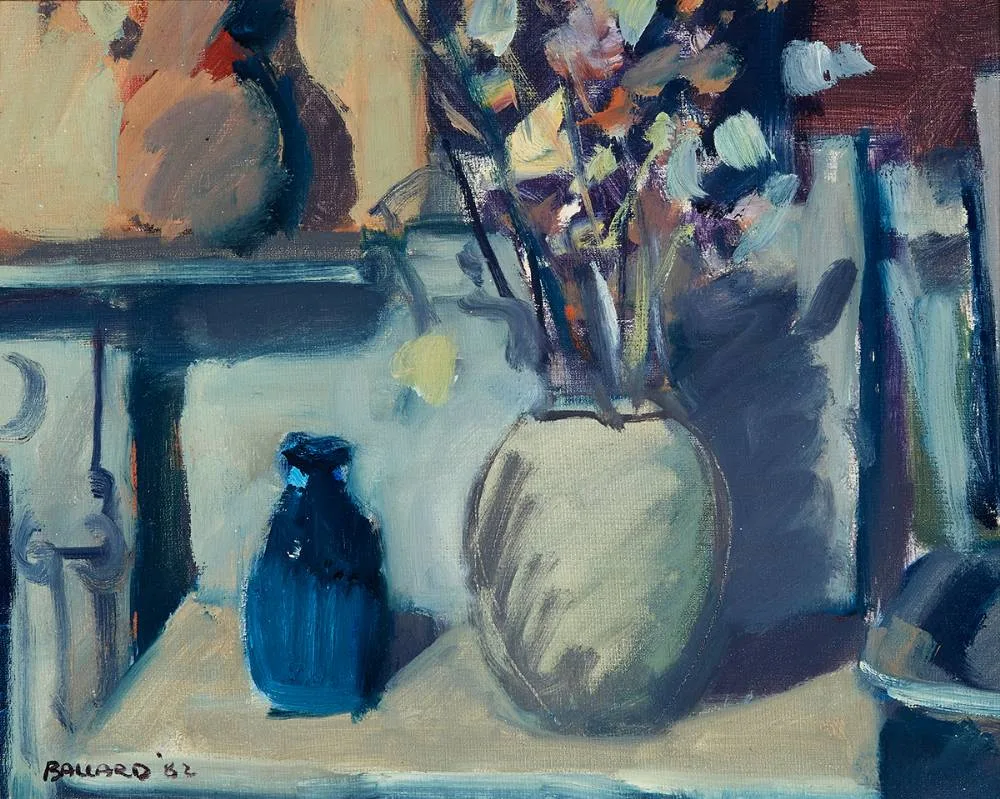 STILL LIFE by Brian Ballard, 1982, oil on canvas board, offered Dec 2023