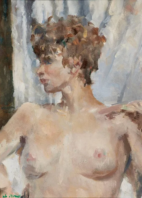 NUDE STUDY by James Le Jeune, oil on board, offered Oct 2023