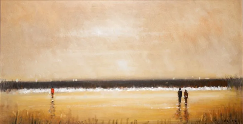 DOLLYMOUNT STRAND, DUBLIN by Anthony Robert Klitz, oil on board, offered Oct 2023