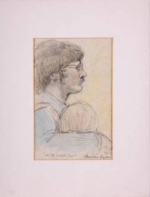 Thomas Ryan, AT THE PUPPET SHOW, watercolour and pencil