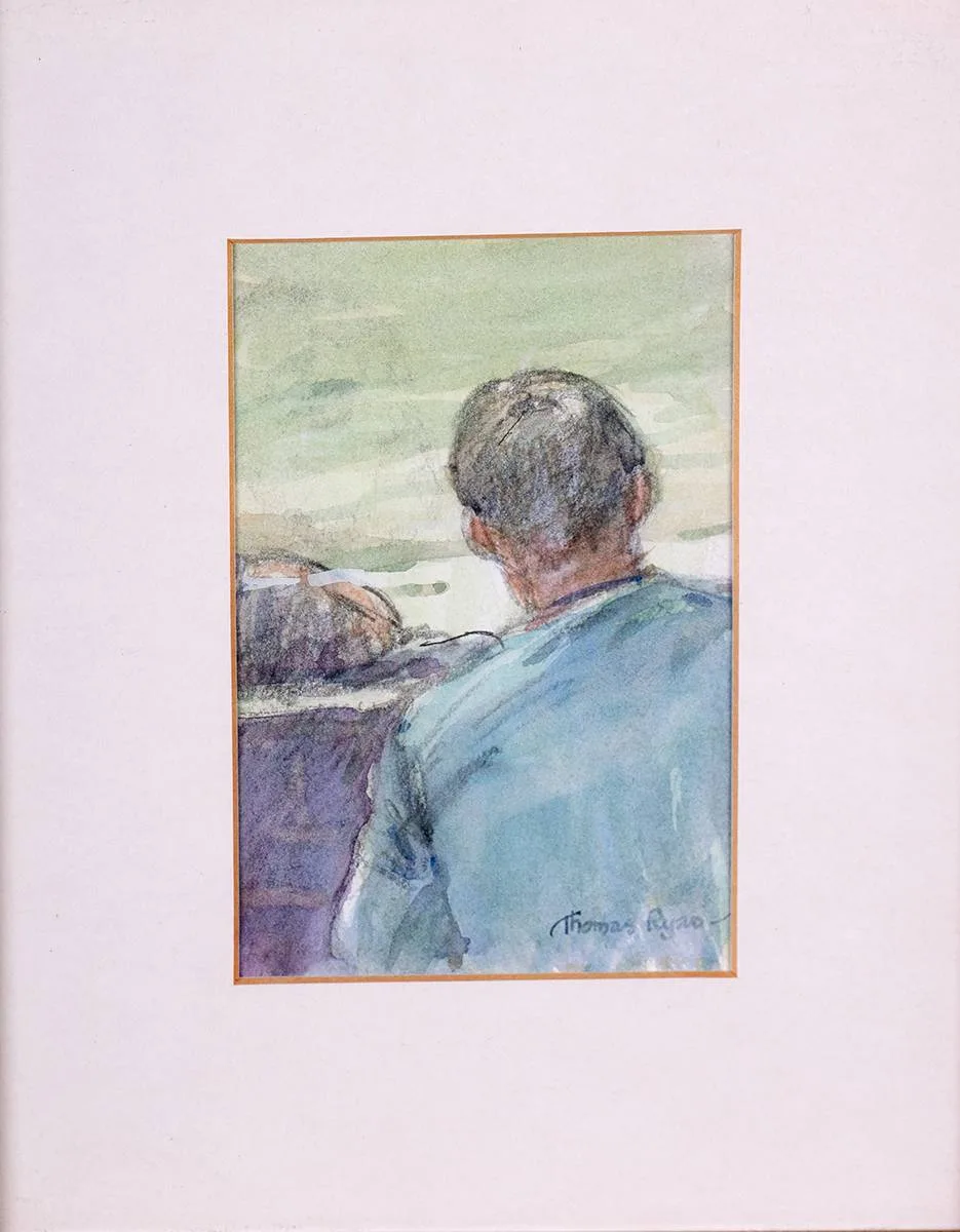 FIGURES by Thomas Ryan, watercolour and pencil, offered Oct 2023