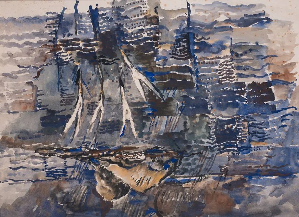Caroline Scally, DIVING, GANNETS OF THE BLASKETS, COUNTY KERRY, watercolour