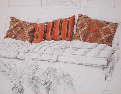 Patricia Jorgensen, BEDOUIN CUSHION, 1989, ink and watercolour