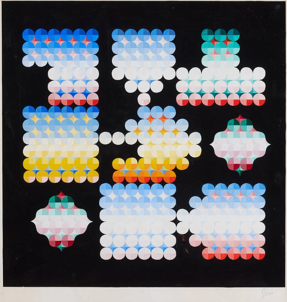 ABSTRACT by Piet Sluis, gouache, sold Oct 2023