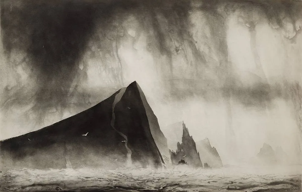 THREE SISTERS, DINGLE by Norman Ackroyd, 2008, etching, sold Oct 2023