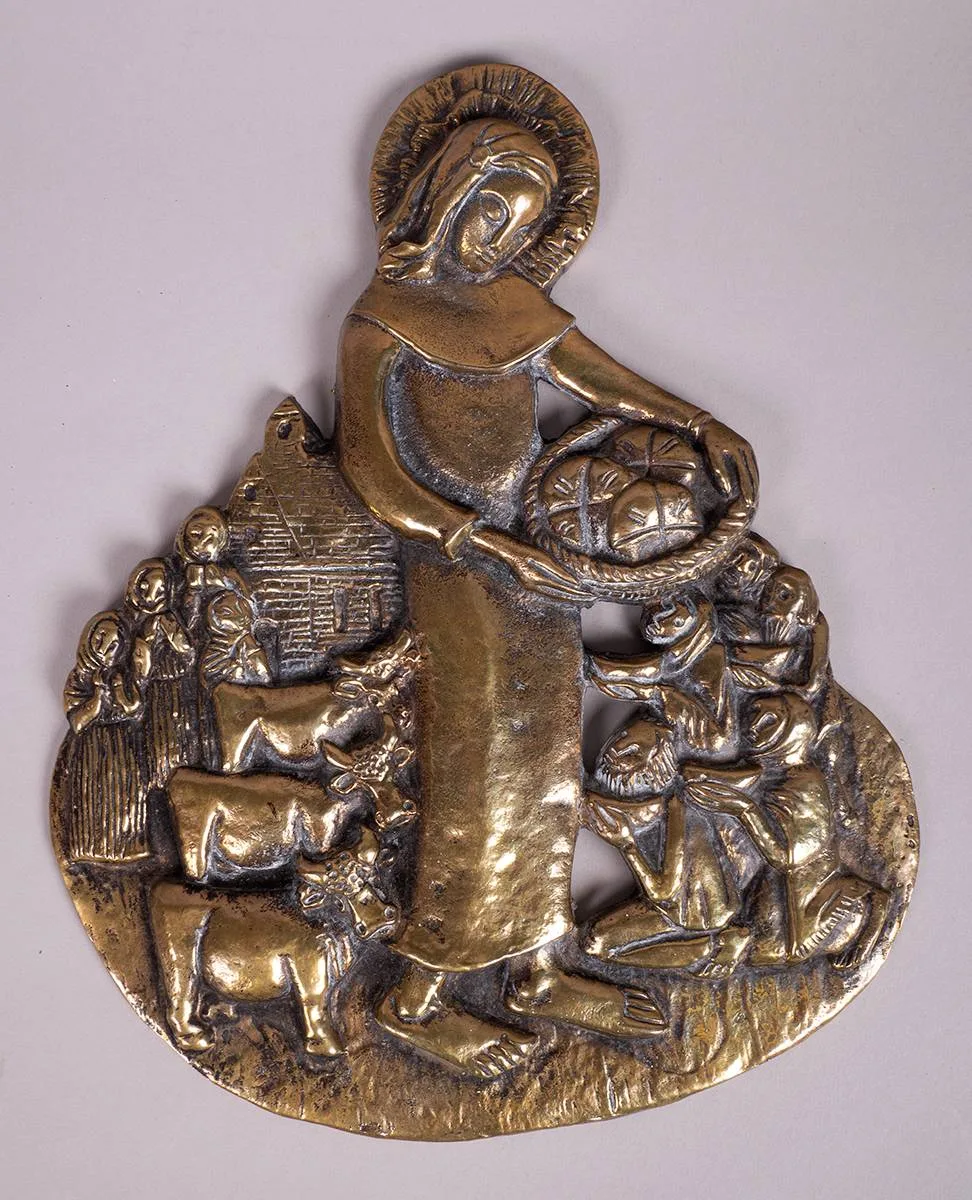 SAINT BRIGID FEEDING THE POOR by Imogen Stuart, c.1970, bronze, sold Oct 2023