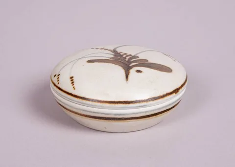 POWDER BOX WITH LID by David Leach, porcelain, sold Oct 2023