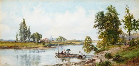 John Faulkner, A FERRY ON THE AVON, watercolour