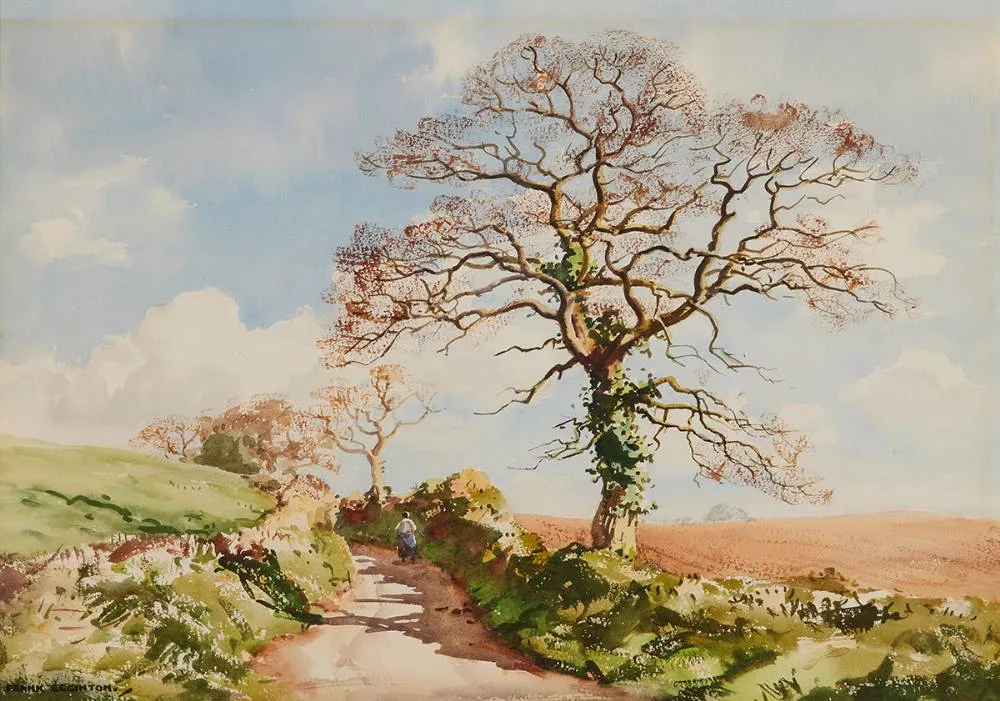 DEVON LANE by Frank Egginton, watercolour, sold Oct 2023