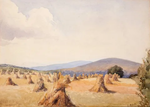 Eileen Reid, CORNFIELD NEAR CARRICKMINES, COUNTY DUBLIN, c.1937, watercolour