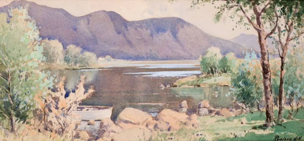 UPPER LAKE, KILLARNEY, COUNTY KERRY by Rowland Hill, watercolour heightened with white, offered Oct 2023