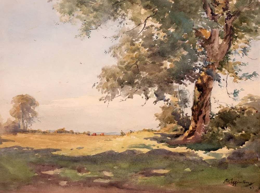 LANDSCAPE WITH TREE by Wycliffe Egginton, 1923, watercolour, offered Oct 2023