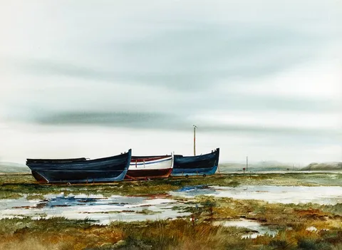 Phyllis del Vecchio, ROW BOATS, watercolour