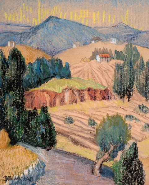 Dorothy Blackham, RURAL LANDSCAPE, crayon