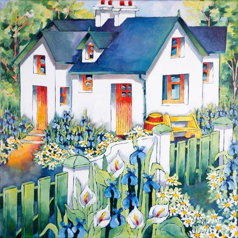 Jo-Ann Yellen, COTTAGE, COUNTY KERRY, oil on canvas; (unframed)