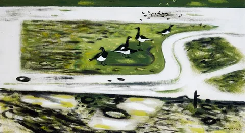 Norah McGuinness, BRENT GEESE ON THE SALT FLATS, oil on canvas
