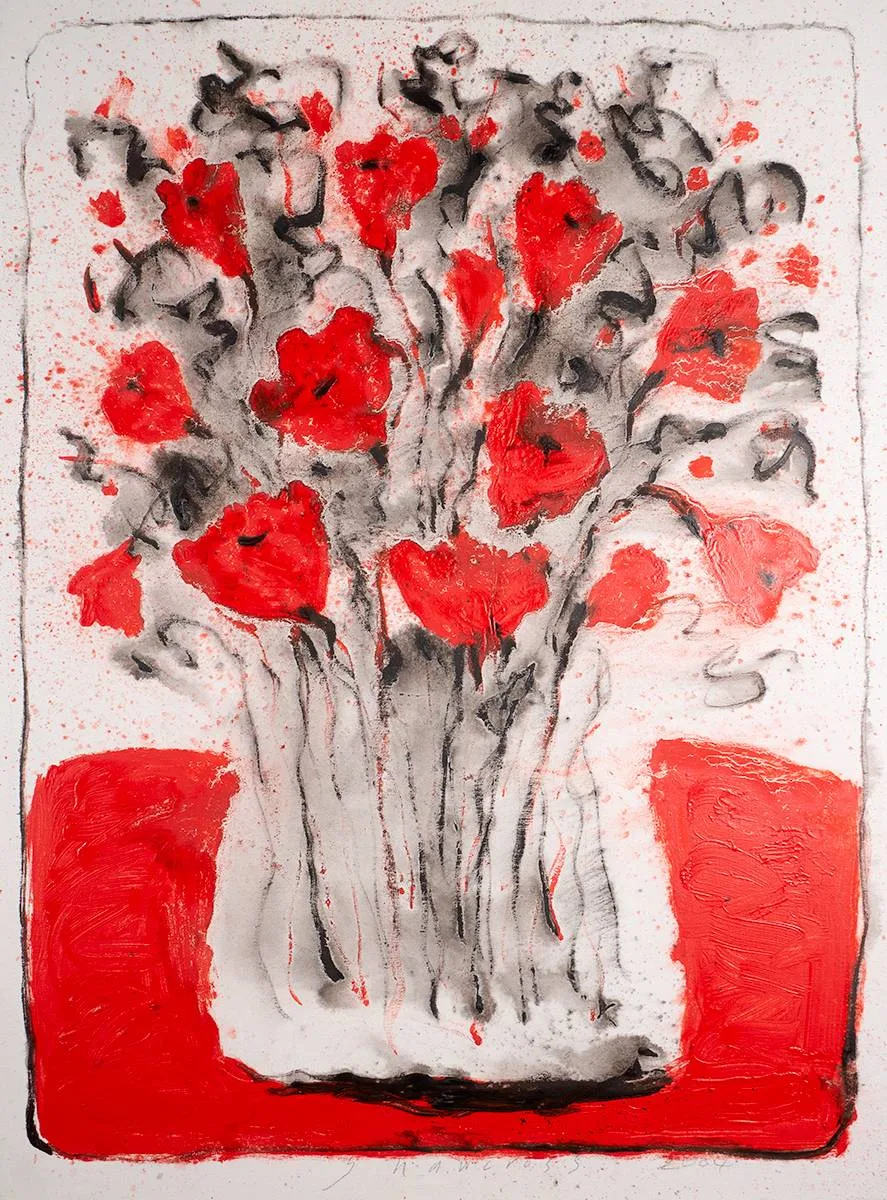 FLOWER STUDY by Neil Shawcross, 2004, oil on canvas, sold Oct 2023