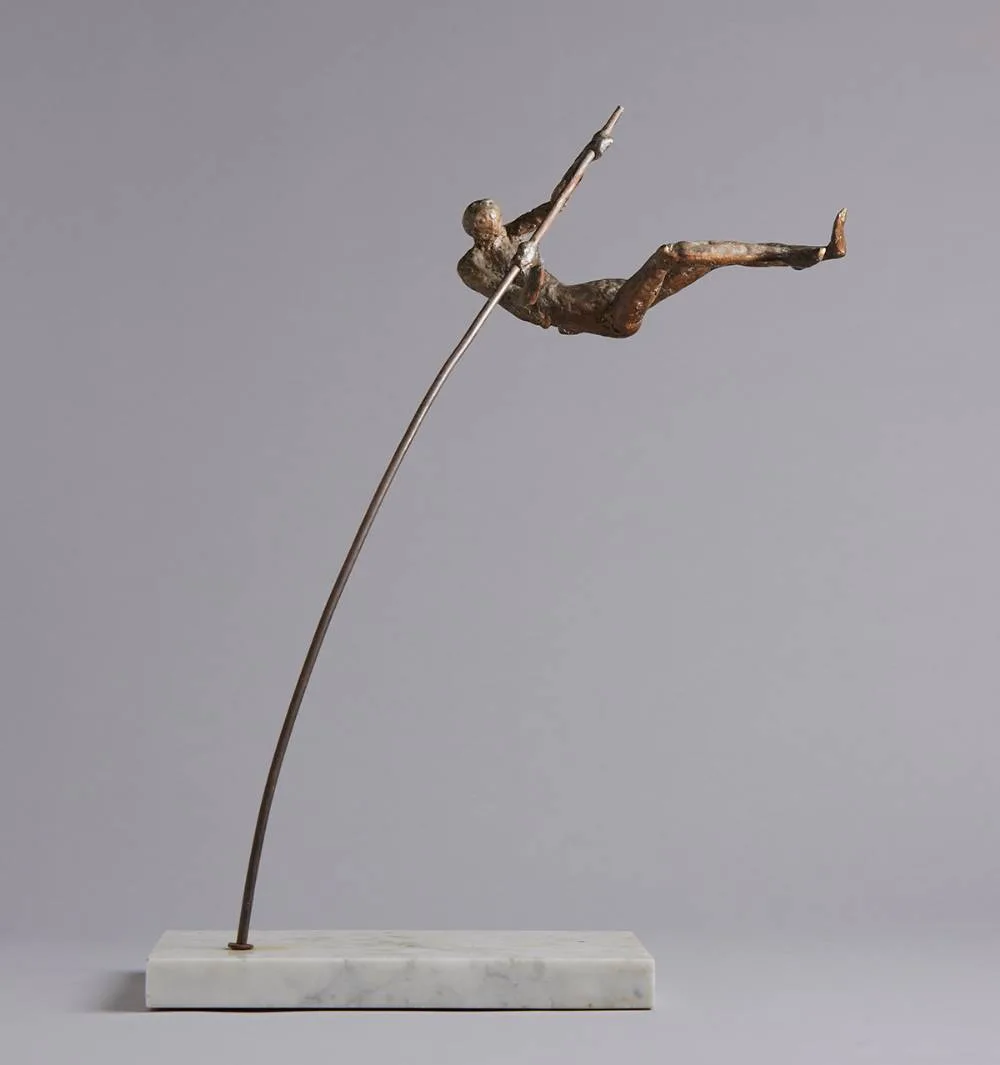 THE POLE VAULTER by John Behan, bronze with marble base; (unique), sold Oct 2023
