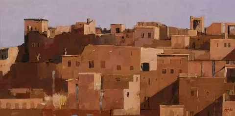 NEAR ZAGORA, MOROCCO I by Martin Mooney, 1998, oil on board, sold Oct 2023