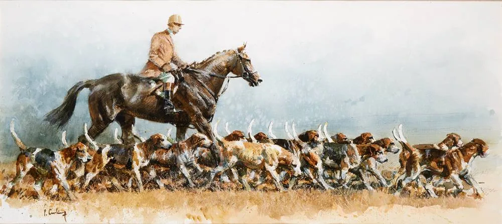 MOVING OFF by Peter Curling, watercolour, sold Oct 2023