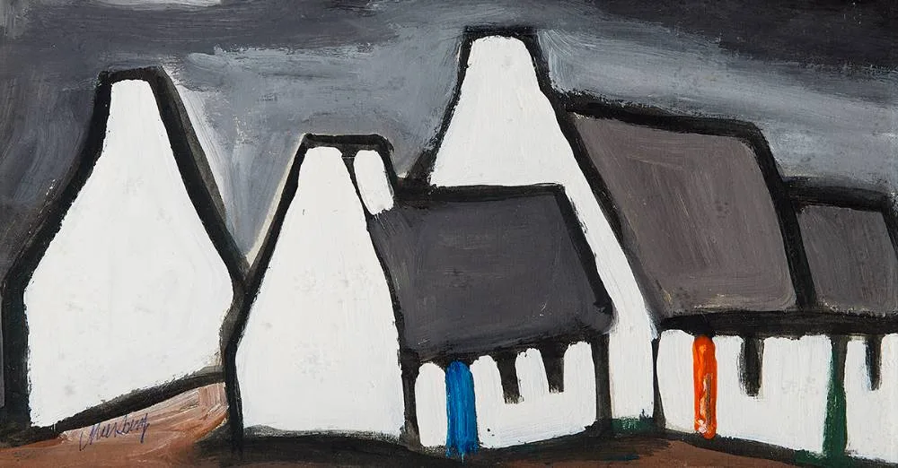 COTTAGES by Markey Robinson, gouache, sold Oct 2023