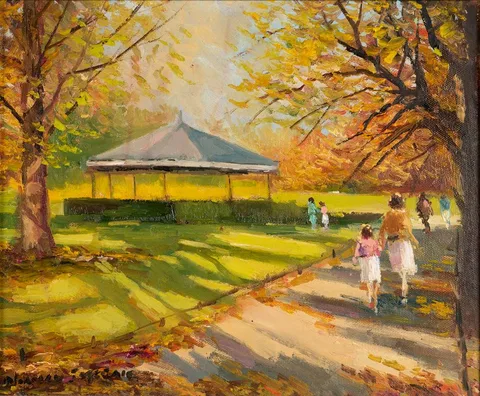 BANDSTAND, ST. STEPHEN'S GREEN, DUBLIN by Norman J. McCaig, oil on canvas, offered Jul 2023