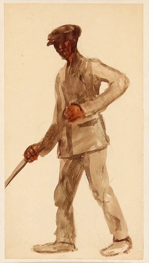 DUBLINER by Michael Healy, watercolour, offered Jul 2023