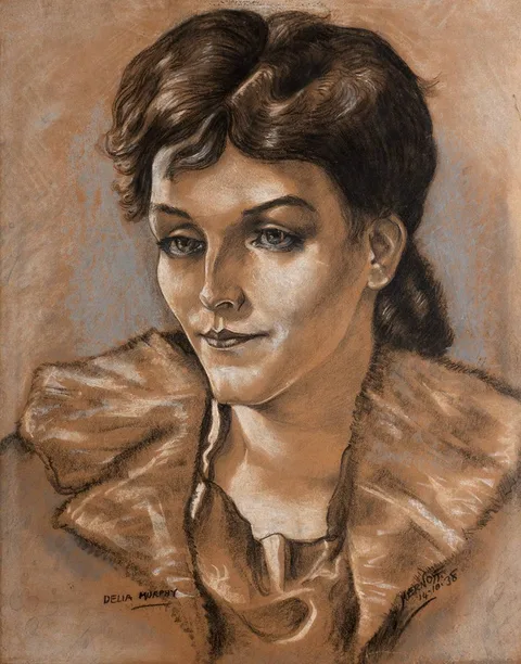 Harry Kernoff, PORTRAIT OF DELIA MURPHY, 1938, charcoal and pastel