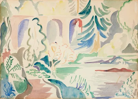 STILL WATERS by Father Jack P. Hanlon, watercolour, offered Jul 2023