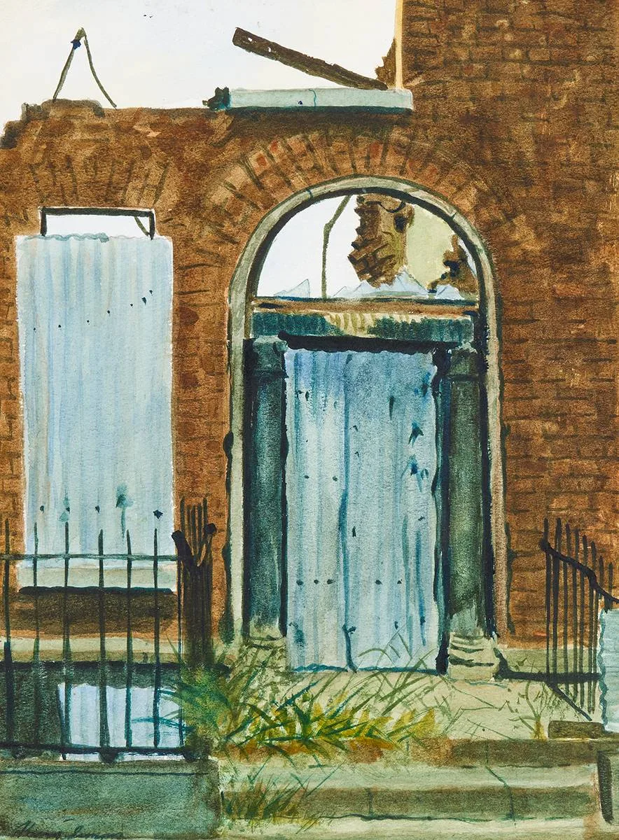 Kevin Simms, DERELICT HOUSE, DUBLIN, watercolour
