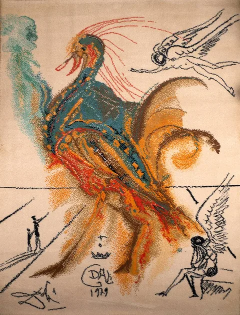 LE GRAND PAVON by Salvador Dalí, 1979, wool carpet, sold Jul 2023