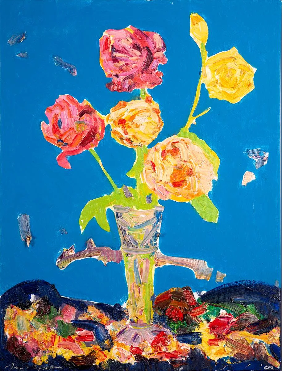 FLOWER STUDY by Brian MacMahon, 2007, oil on canvas, sold Jul 2023