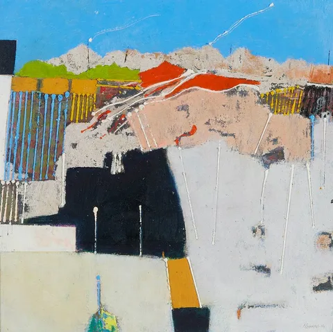 DWELLINGS, RHONDA by Mike Fitzharris, 2006, oil on board, sold Jul 2023